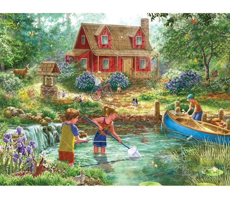 Children Fishing 5D DIY Paint By Diamond Kit