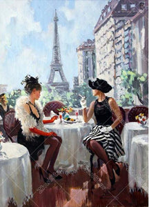 Ladies At The Eiffel Tower 5D DIY Paint By Diamond Kit