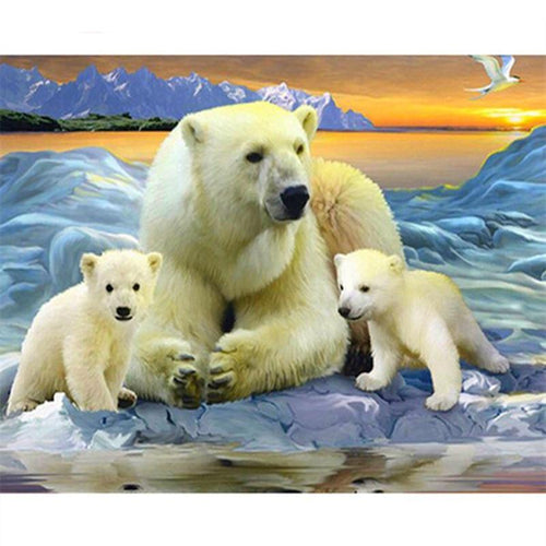 Polar Bear Family 5D DIY Paint By Diamond Kit