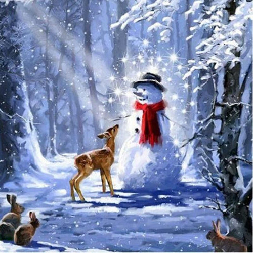 Snowman & Deer 5D DIY Paint By Diamond Kit
