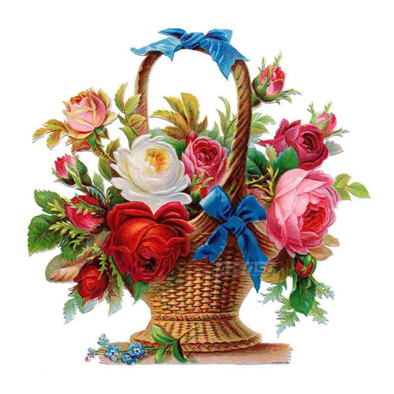 Flowers Basket 5D DIY Paint By Diamond Kit