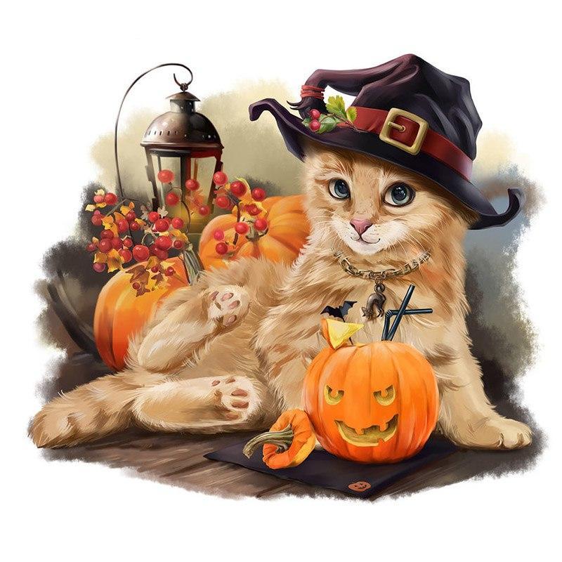 Halloween Scary Cat 5D DIY Paint By Diamond Kit