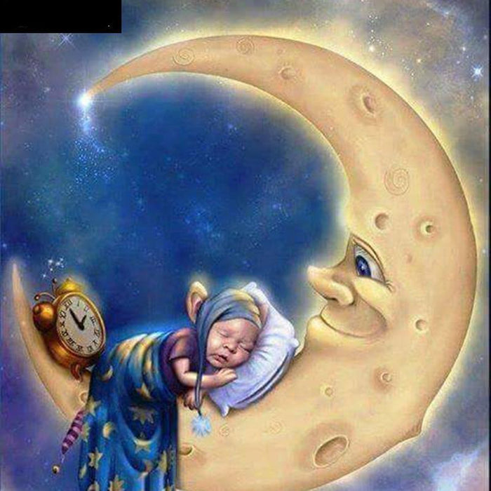 Moon and little girl 5D DIY Paint By Diamond Kit