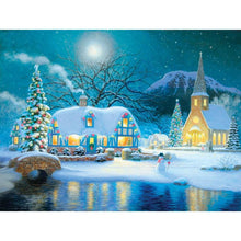Painting Winter & Lakeside Hut 5D DIY Paint By Diamond Kit