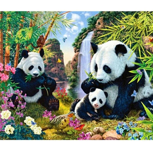 Panda Family 5D DIY Paint By Diamond Kit