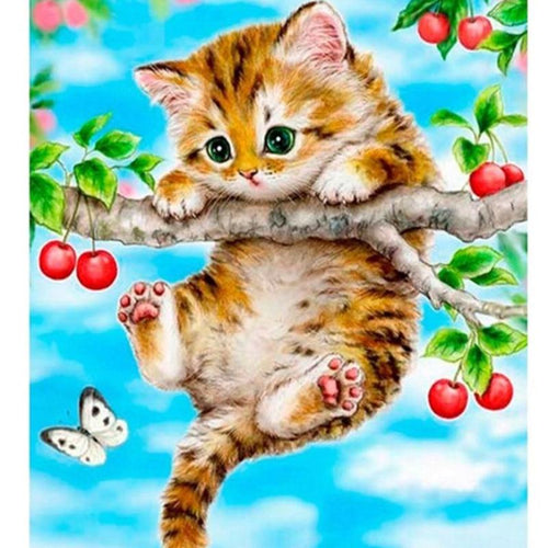 Cute Playful Cat 5D DIY Paint By Diamond Kit