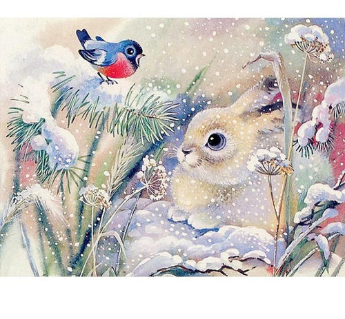 Rabbit in Snow 5D DIY Paint By Diamond Kit
