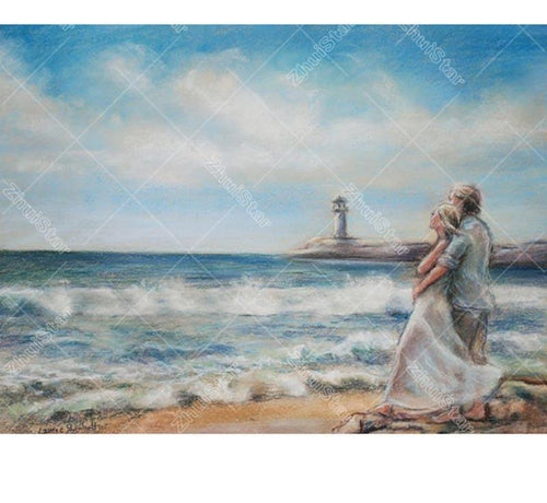 Couple By The Sea 5D DIY Paint By Diamond Kit