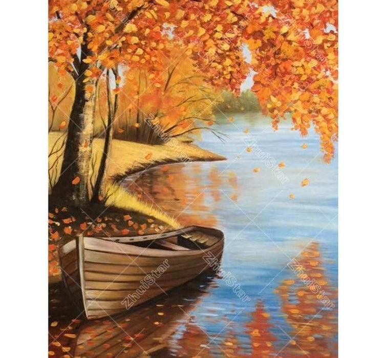 Boat & Maple Leaf 5D DIY Paint By Diamond Kit