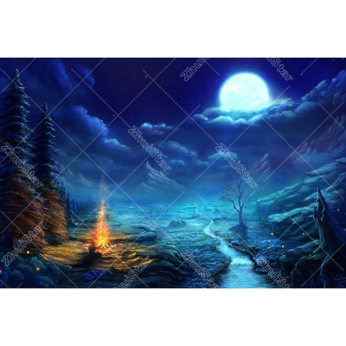 Calm Night Moon 5D DIY Paint By Diamond Kit