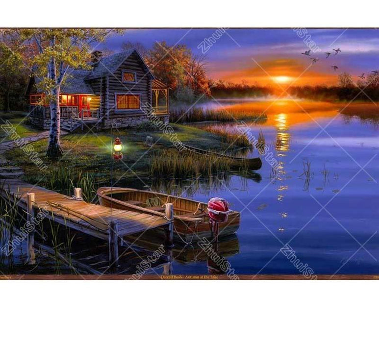 Sunset House 5D DIY Paint By Diamond Kit