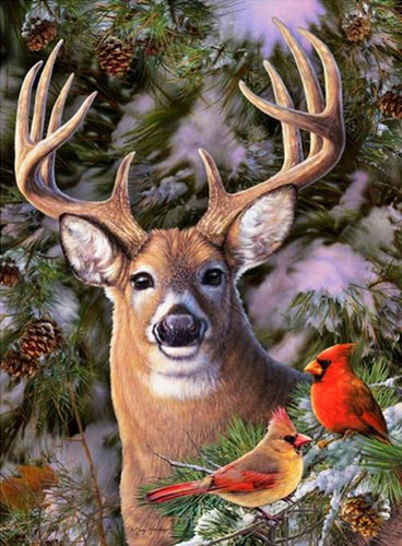 Winter Deer 5D DIY Paint By Diamond Kit