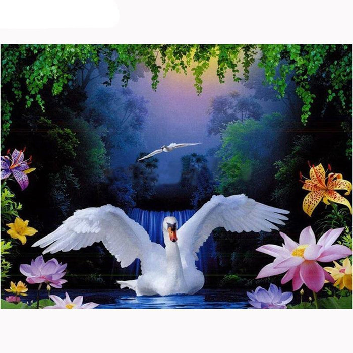 White Swan 5D DIY Paint By Diamond Kit