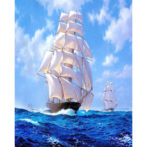 Sea Sailboat 5D DIY Paint By Diamond Kit