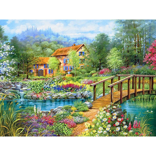 Village Villa 5D DIY Paint By Diamond Kit