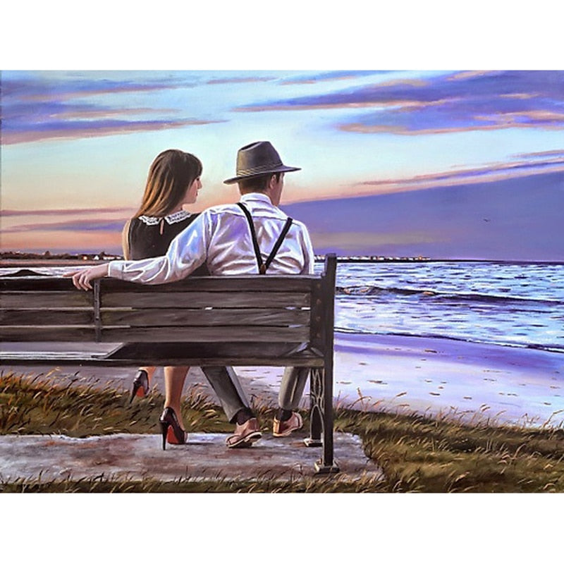 Couple Watching Sea 5D DIY Paint By Diamond Kit