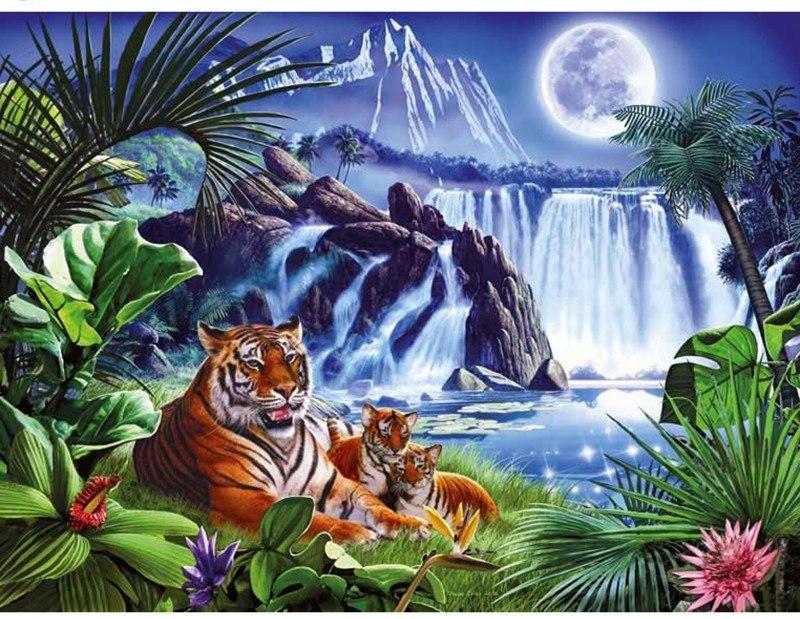 Tiger & Falls 5D DIY Paint By Diamond Kit