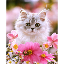 Kitten In Flowers 5D DIY Paint By Diamond Kit