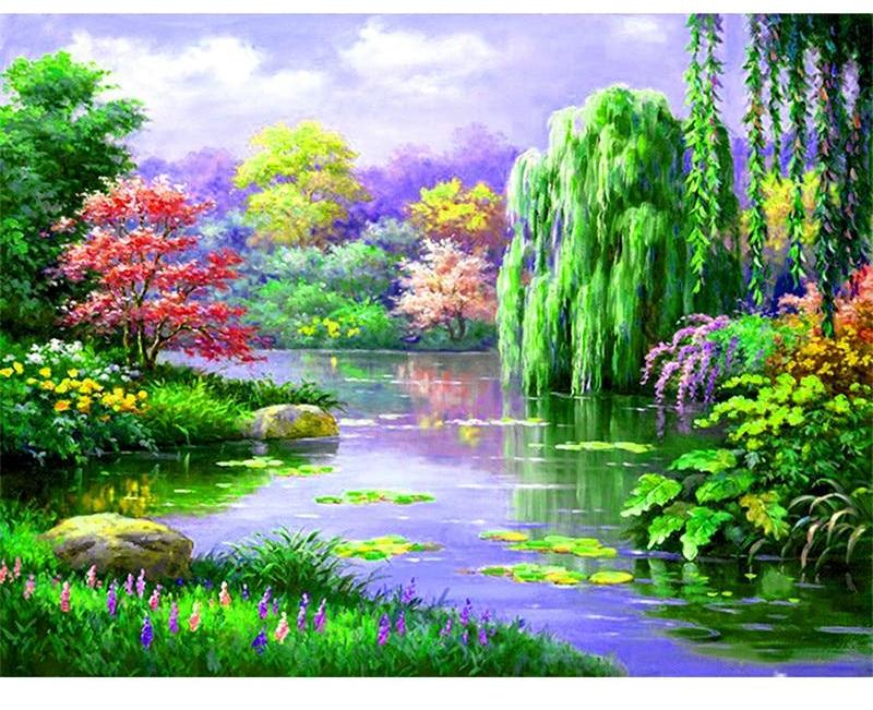 Scenic Garden by the Pond 5D DIY Diamond Painting