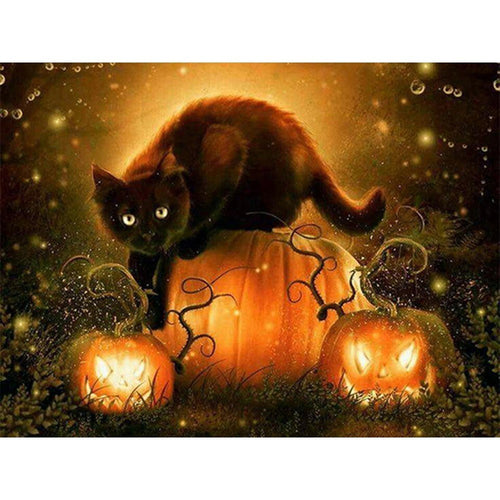 Halloween Cat 5D DIY Paint By Diamond Kit