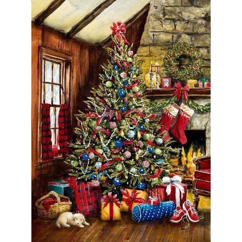 Christmas Tree and Gifts 5D DIY Paint By Diamond Kit