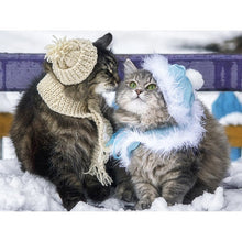 Cat Couple In Snow 5D DIY Paint By Diamond Kit