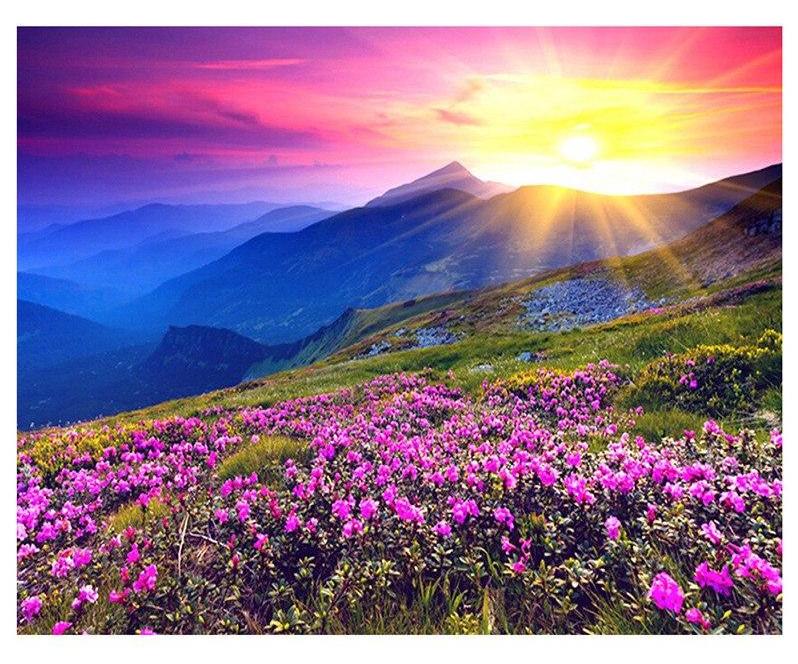 Sunrise in Flower Valley 5D DIY Paint By Diamond Kit