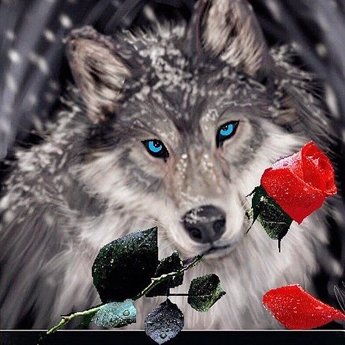 Roses and Wolf 5D DIY Paint By Diamond Kit