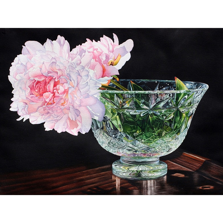 Glass and Flowers 5D DIY Paint By Diamond Kit