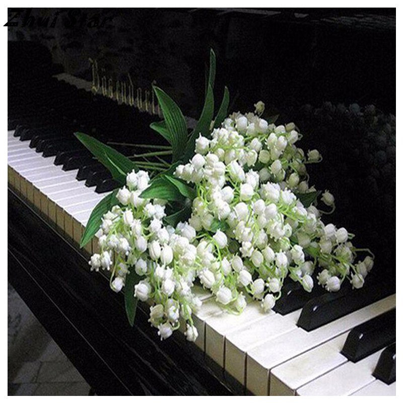 Piano & White Flower 5D DIY Paint By Diamond Kit