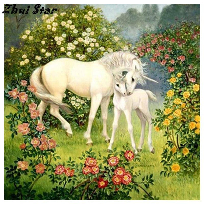 Two Unicorn Diamond 5D DIY Paint By Diamond Kit