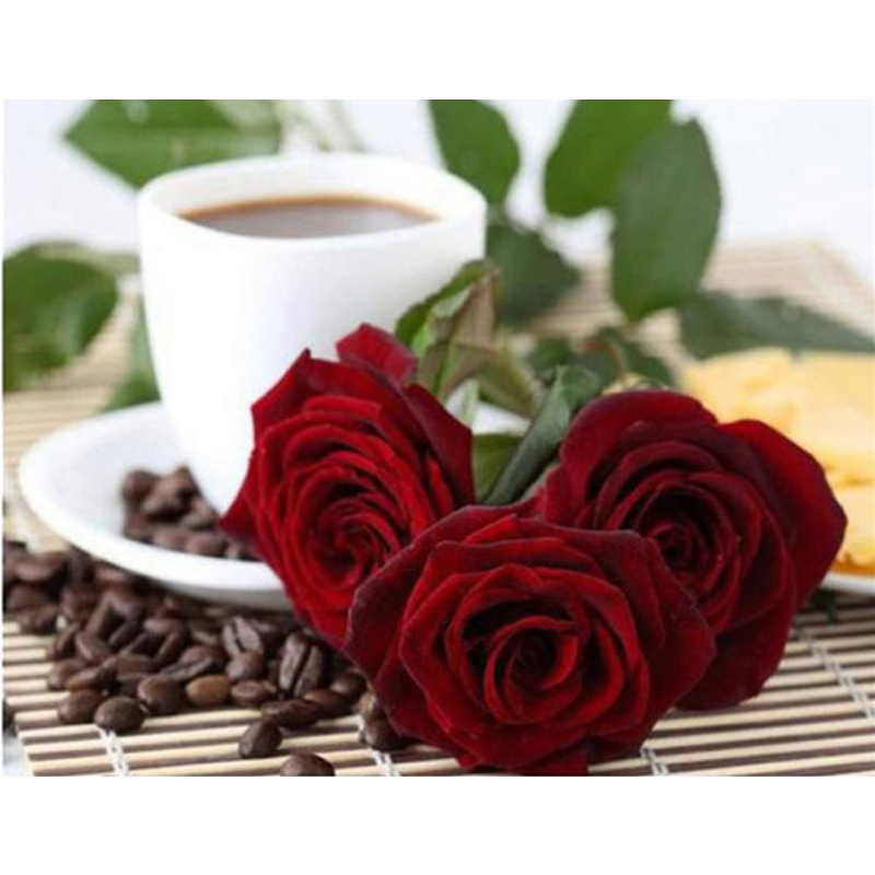 Red Rose And Coffee 5D DIY Paint By Diamond Kit