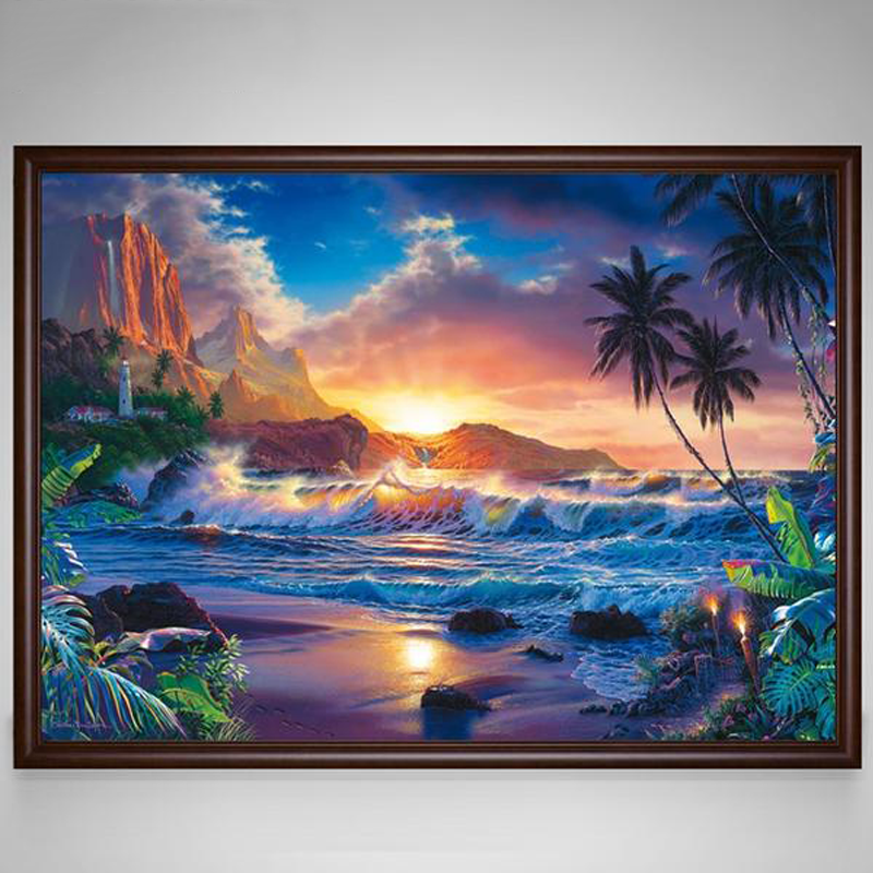 Beautiful Seaside Sunset Scenic 5D DIY Paint By Diamond Kit